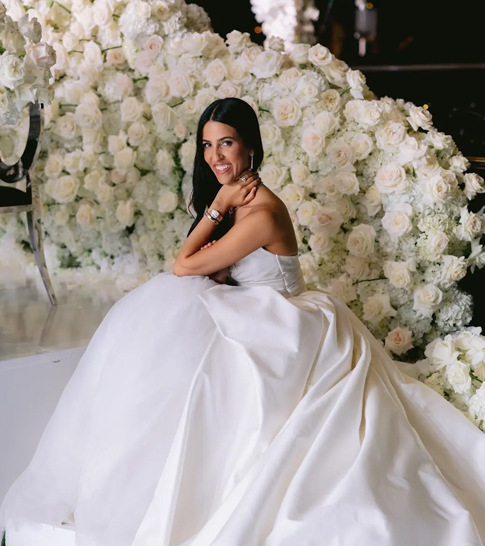 Bride with white roses